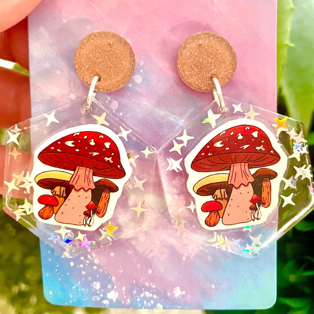 Acrylic Mushroom Earrings